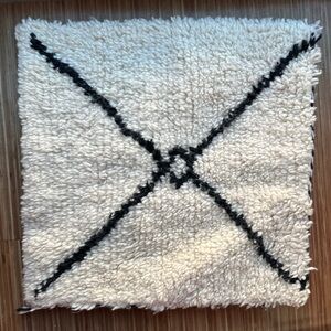 Moroccan Beni Ourian Berber Handmade Cream Black Geometric Throw Pillow Cover